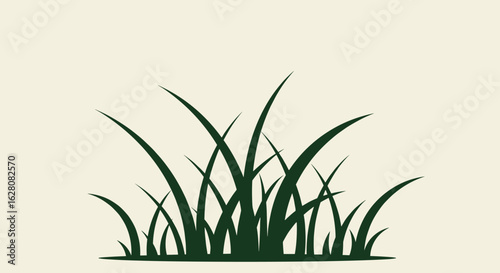Lush green grass silhouette on neutral background for nature designs
