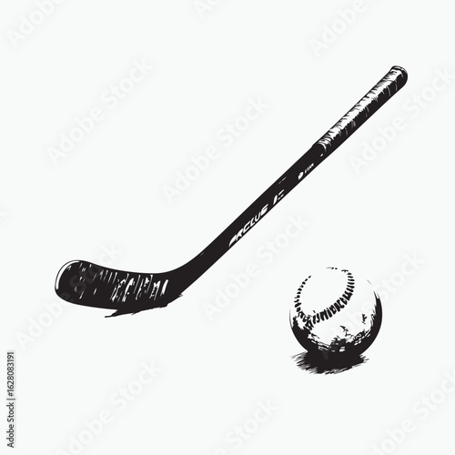 hockey stick and ball