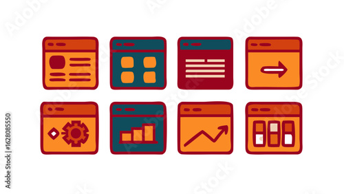 User Experience Vector Icon Set Featuring Interface Usability, Survey, User Journey, Dashboard, Feedback, A/B Testing, and UX Analysis Tools