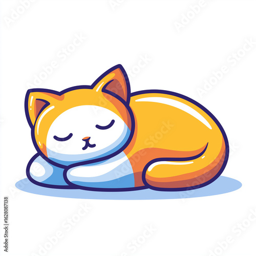 The sleeping cat, vector flat isolated illustration