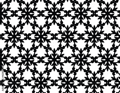 Black and White Ornate Floral Seamless Pattern