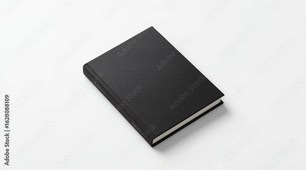 Black Book with textured hard cover Mockup in gray studio. 3d rendering Black Book with textured hard cover Mockup in gray studio. 3d rendering