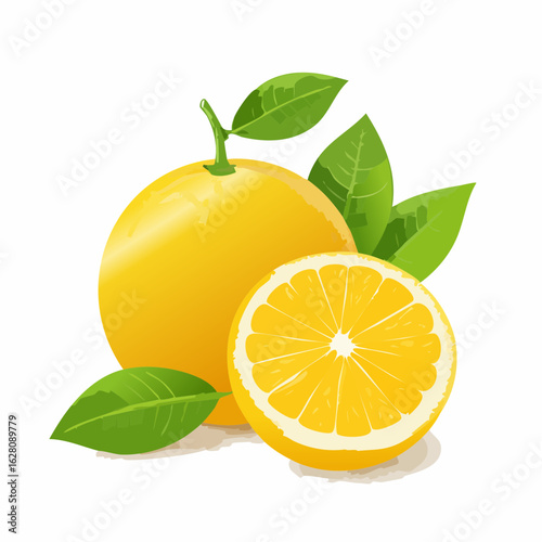 Freshly cut oranges with vibrant green leaves: a healthy and refreshing citrus treat