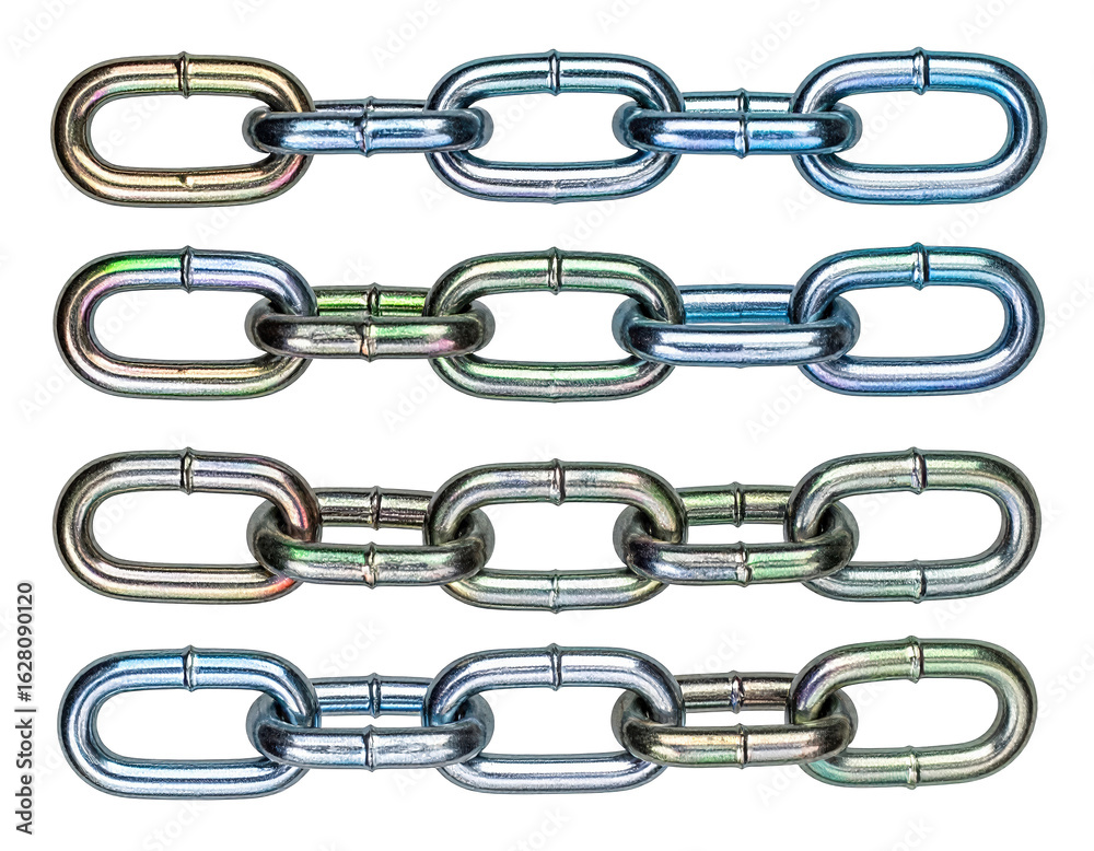 Close up of multiple metal chains repeating pattern metallic texture Close up of multiple metal chains repeating pattern metallic texture