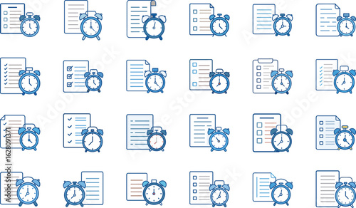 Task management icons representing deadlines timeliness planning and project organization concepts