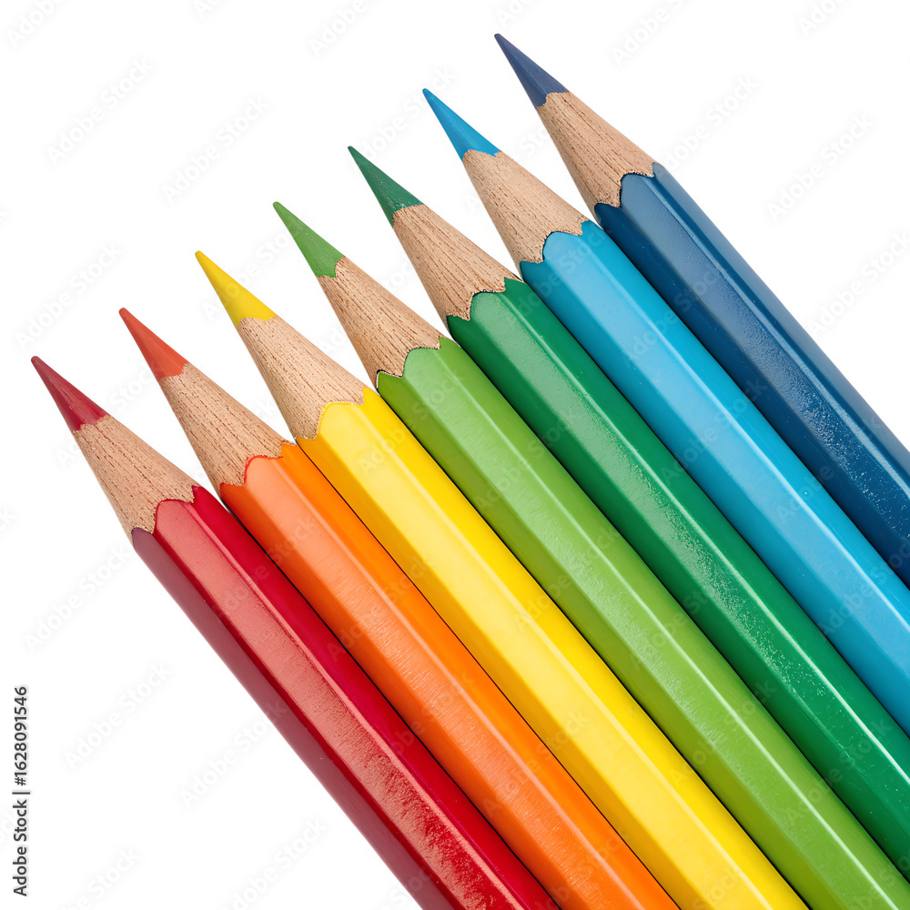 Fototapeta premium ai, png, colored, pencils, art, supplies, drawing, tools, colors, spectrum, design, education, creativity, sharpened, tips, stationery, transparent, background, projects, colorful, illustration, craft