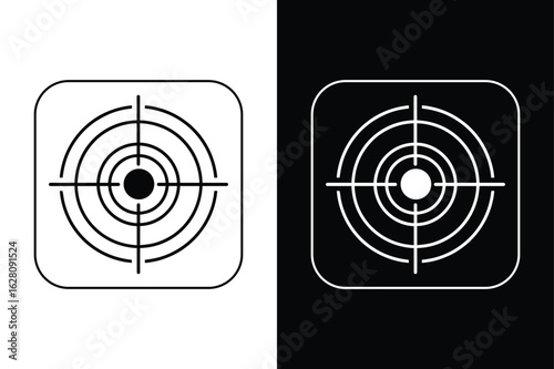 Flat Line Target Icons for Business Goals – Monochrome Design.