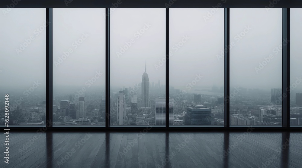 Fototapeta premium Contemporary interior with city view