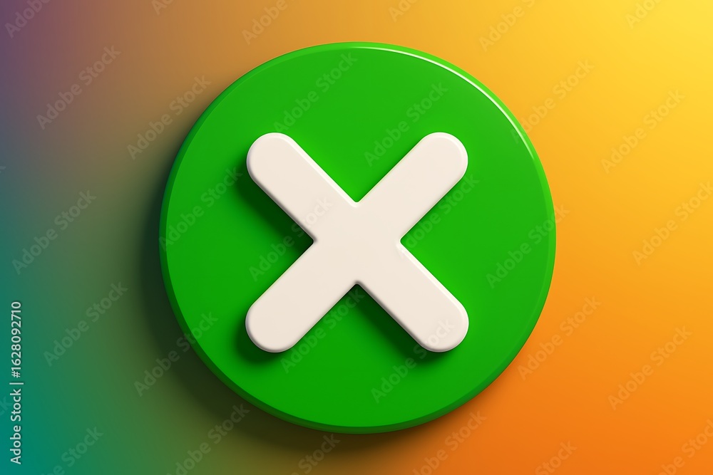 Fototapeta premium Green circle with white cross mark symbol