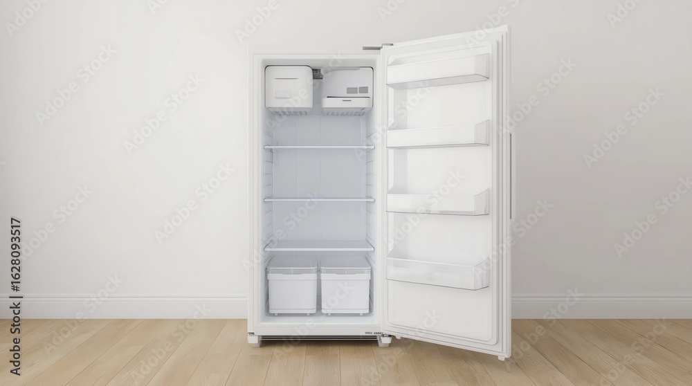Fototapeta premium Empty fridge with open door