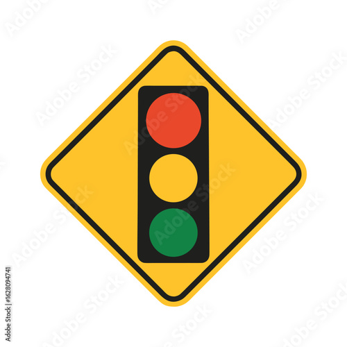 Advance Warning Sign for a Traffic Signal Ahead Drivers Prepare for Upcoming Stoplights and Potential Changes to Traffic Flow