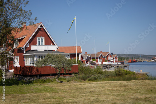 Summer scenery from Alno Sundsvall Sweden showing the island's nature coastline and traditional houses