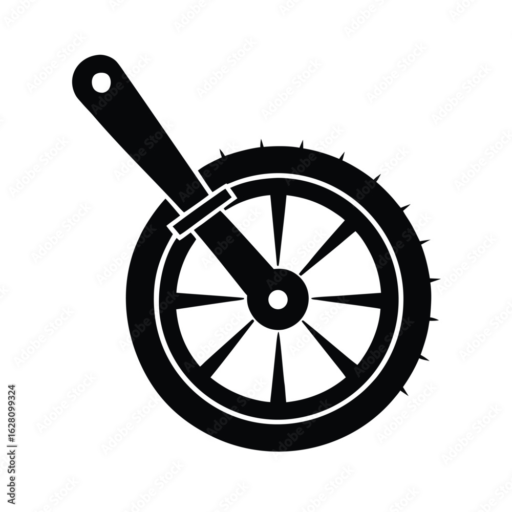 Fototapeta premium Silhouette of a pizza cutter wheel on white background Vector illustration