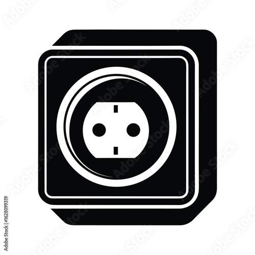 Silhouette of a power socket on white background Vector illustration