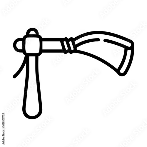 Antique hunter's slingshot icon with wooden handle on transparent background