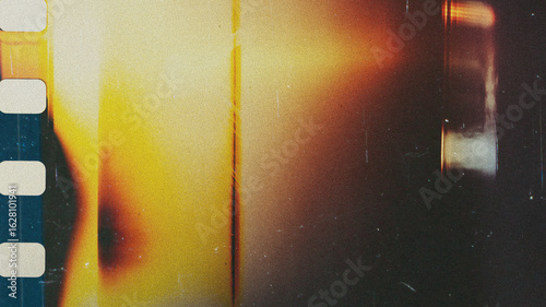 film burn texture background with old film colors, film noise and filmstrip, film effect backdrop with old film noise and texture, film scratches and distortions