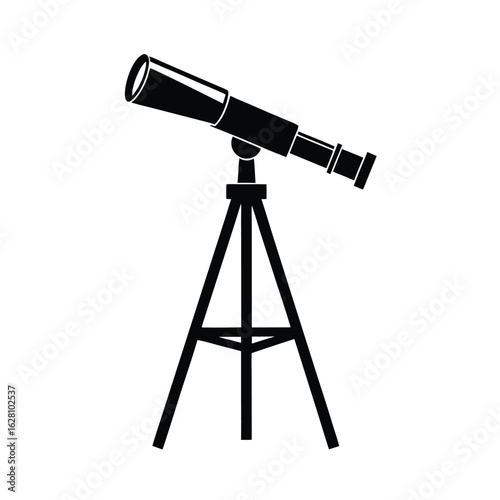 Silhouette of a telescope tripod on white background Vector illustration
