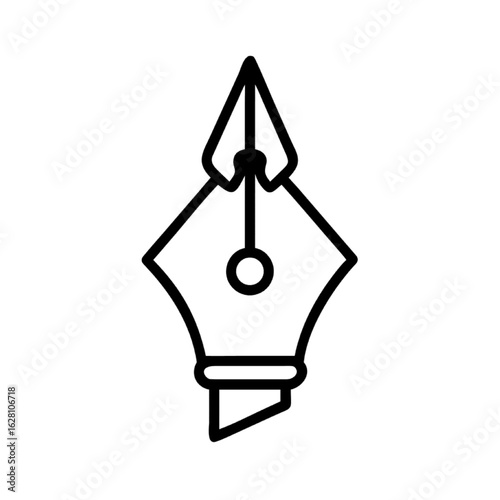 Elegant Ink: A simple yet elegant line illustration of an ink pen nib, ready to transcribe stories, thoughts, and ideas onto a blank canvas.