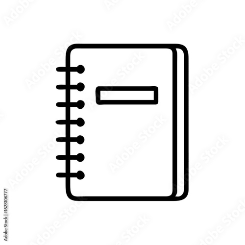 Minimalist Notebook Icon: A simple, elegant outline of a notebook, ideal for design projects, highlighting the essentials of organization and the art of note-taking.