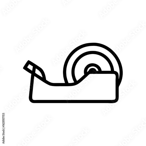 Adhesive Tape Dispenser Line Art Minimalist Stationary Icon for Crafts and Office