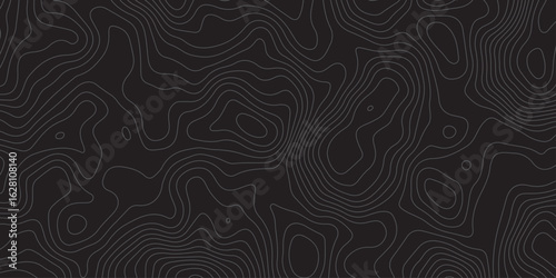 "Minimal topographic contour pattern on a dark background with fine grey lines. Abstract, fluid linework ideal for tech, nature, or mapping-inspired vector designs and stylish digital wallpapers"