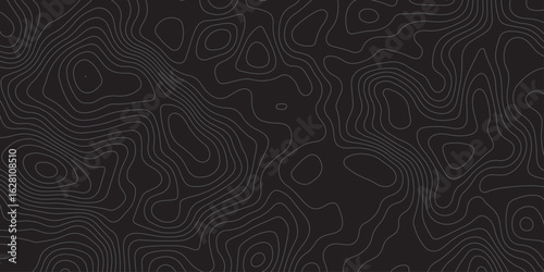 "Minimal topographic contour pattern on a dark background with fine grey lines. Abstract, fluid linework ideal for tech, nature, or mapping-inspired vector designs and stylish digital wallpapers"