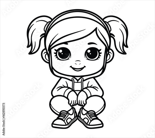 Chibi Girl Character for Coloring Book