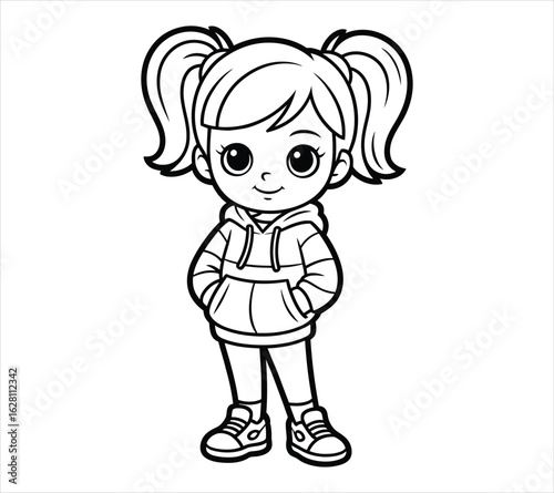 Minimalist Girl Character for Coloring