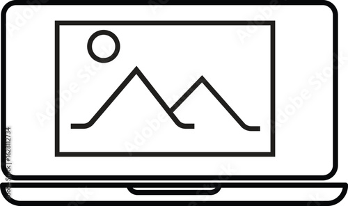 Laptop screen displaying image representing digital content or media design with transparent background