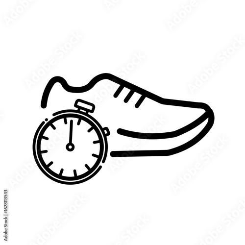  Running shoe with stopwatch - vector icon