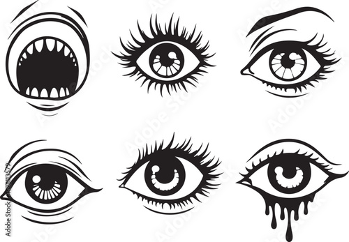 Expressive eye illustrations for artistic designs and creative projects