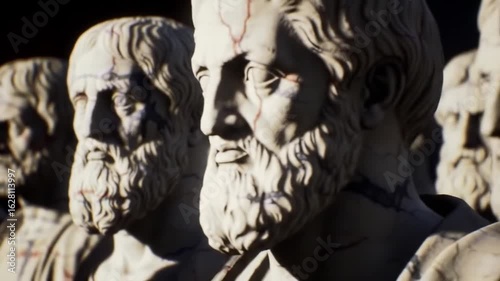 Slow Pan Over Marble Busts of Pre-Socratic Philosophers – Animated Classical Sculpture With Subtle Music Ambience

