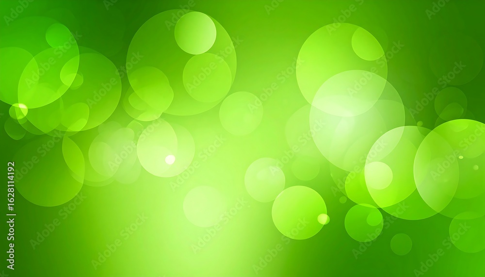Obraz premium Lush Green Abstract Bokeh Background with Circular Light Effects and Soft Gradient