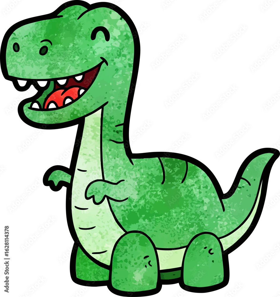 Naklejka premium Childs Drawing of a Green Dinosaur Toy