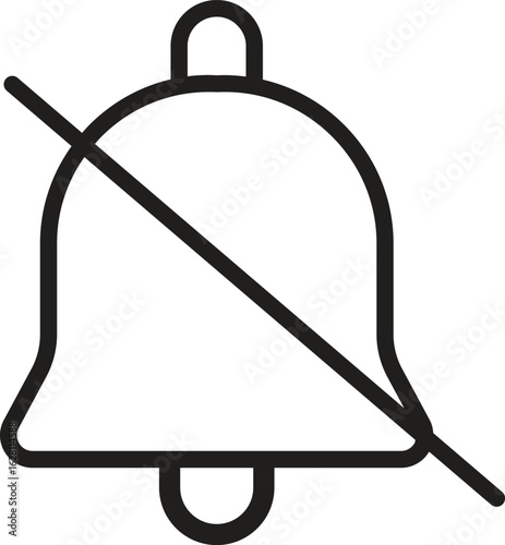 Muted bell icon representing notifications turned off or silent alerts with transparent background