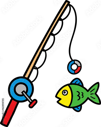Childs Drawing of a Toy Fishing Rod