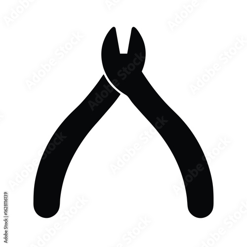 Full black color silhouette of a cuticle nipper on white background Vector illustration