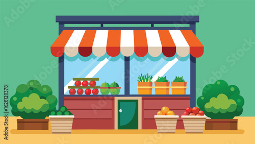 Realistic Market Store Icon with Fresh Vegetables.