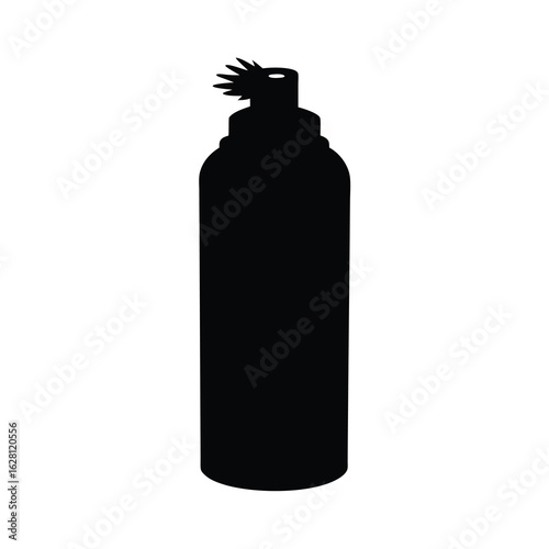 Full black color silhouette of a hair spray can on white background Vector illustration