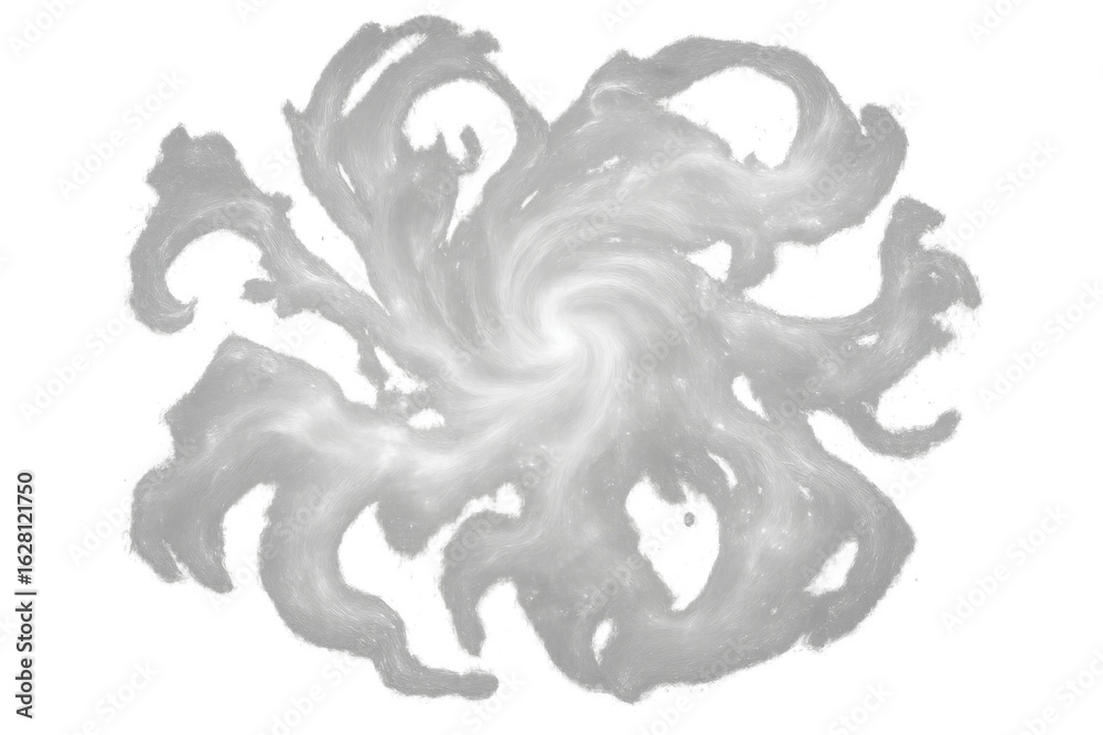 Obraz premium Swirling galaxy with white clouds of gas and dust rotating in the vast expanse of outer space, on transparent background
