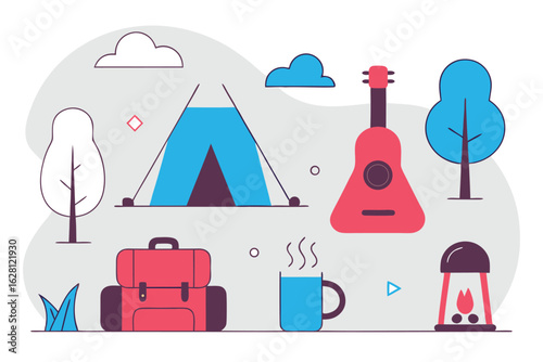 set of camping accessories