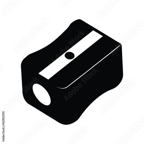 Full black color silhouette of a makeup pencil sharpener on white background Vector illustration