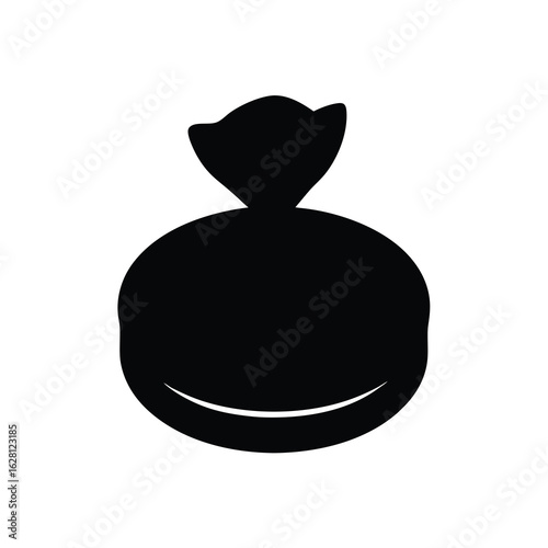 Full black color silhouette of a makeup remover pad on white background Vector illustration