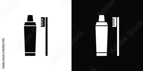 Toothbrush and toothpaste icon Pixel perfect vector graphics. Symbol, logo illustration.