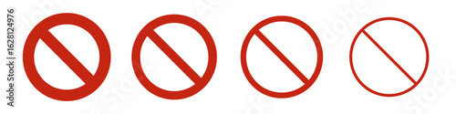 No symbol prohibition sign illustration. Red circle with diagonal slash, general ban icon, empty no entry symbol vector. Universal prohibition graphic for warning, safety, rule and restriction visuals