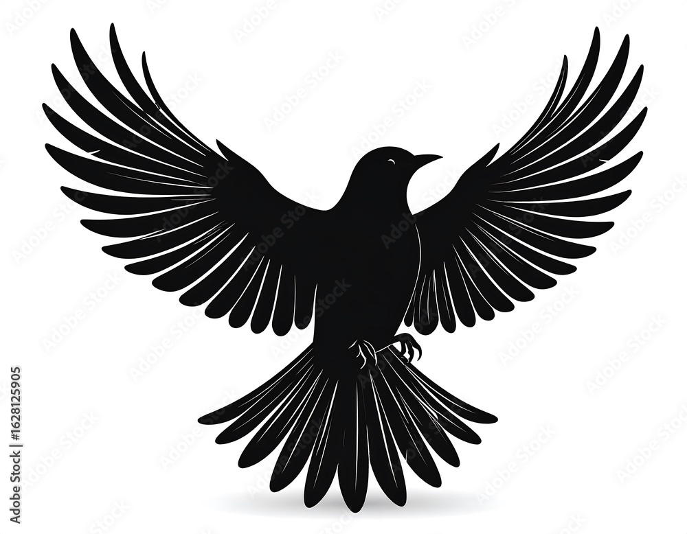 Fototapeta premium Majestic Silhouette of a Bird in Flight with Graceful Wings and Tail Feathers