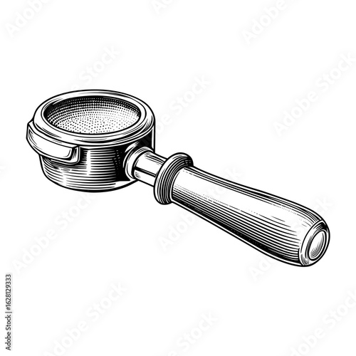 Espresso portafilter with engraved handle for coffee equipment  