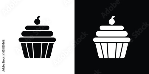 Cup Cake icon Pixel perfect vector graphics. Symbol, logo illustration.