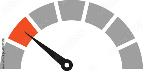 Speedometer, gauge meter icons. low and high barometers. level of performance sign. Speed dial indicator.  Colored speedometer indicators
