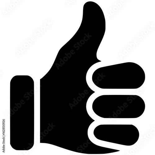 Thumbs Up Icon: A bold and impactful thumbs up gesture, captured in a minimalist black and white style, representing approval, agreement, or affirmation.